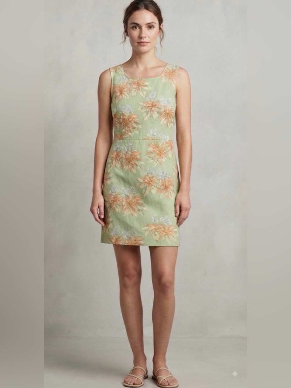 Vintage Tahiti Reef Club Tropical Sleeveless Hawaiian Midi Dress L